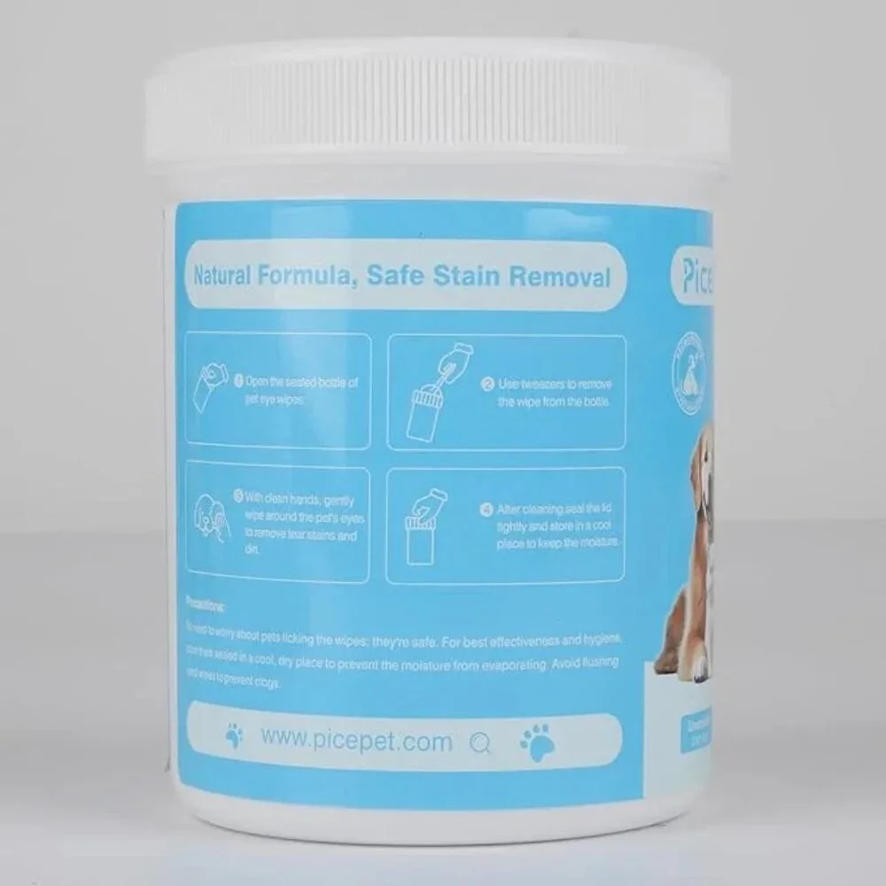 Hypoallergenic Eye Wipes for Dog & Cats, 100 Pcs Plant-Based Tear Stain Remover